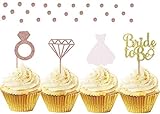 JeVenis Glitter Bride Cupcake Topper Diamond Ring Brautkleid Cupcake Topper für Hochzeit...