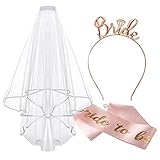 Bride to Be Schärpe und Schleier, Frauen Junggesellinnenabschied Accessoires Weiß Braut...