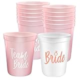 12 Stück Braut und Team Braut Tassen, 450 ml Bride Tribe Cups, JGA Deko Becher, Rosa und...