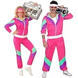 W WIDMANN MILANO Party Fashion - Kostüm Trainingsanzug, rosa, 80er Jahre Outfit,...