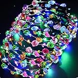 PTHTECHUS 12 PC LED Blumen Kranz Stirnband - Kronen Blumengirlande Boho Floral Head Crown...